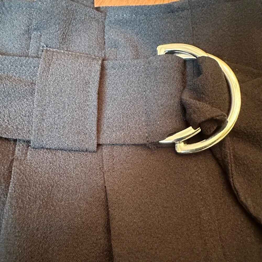 GANNI High-Waisted Wide-Leg Pants Paperbag Waist Black - Picture 5 of 13